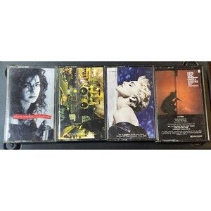 Lot Of 4 Classic 80's Rock Cassettes U2 - Prince -Madonna - Gloria Estefan